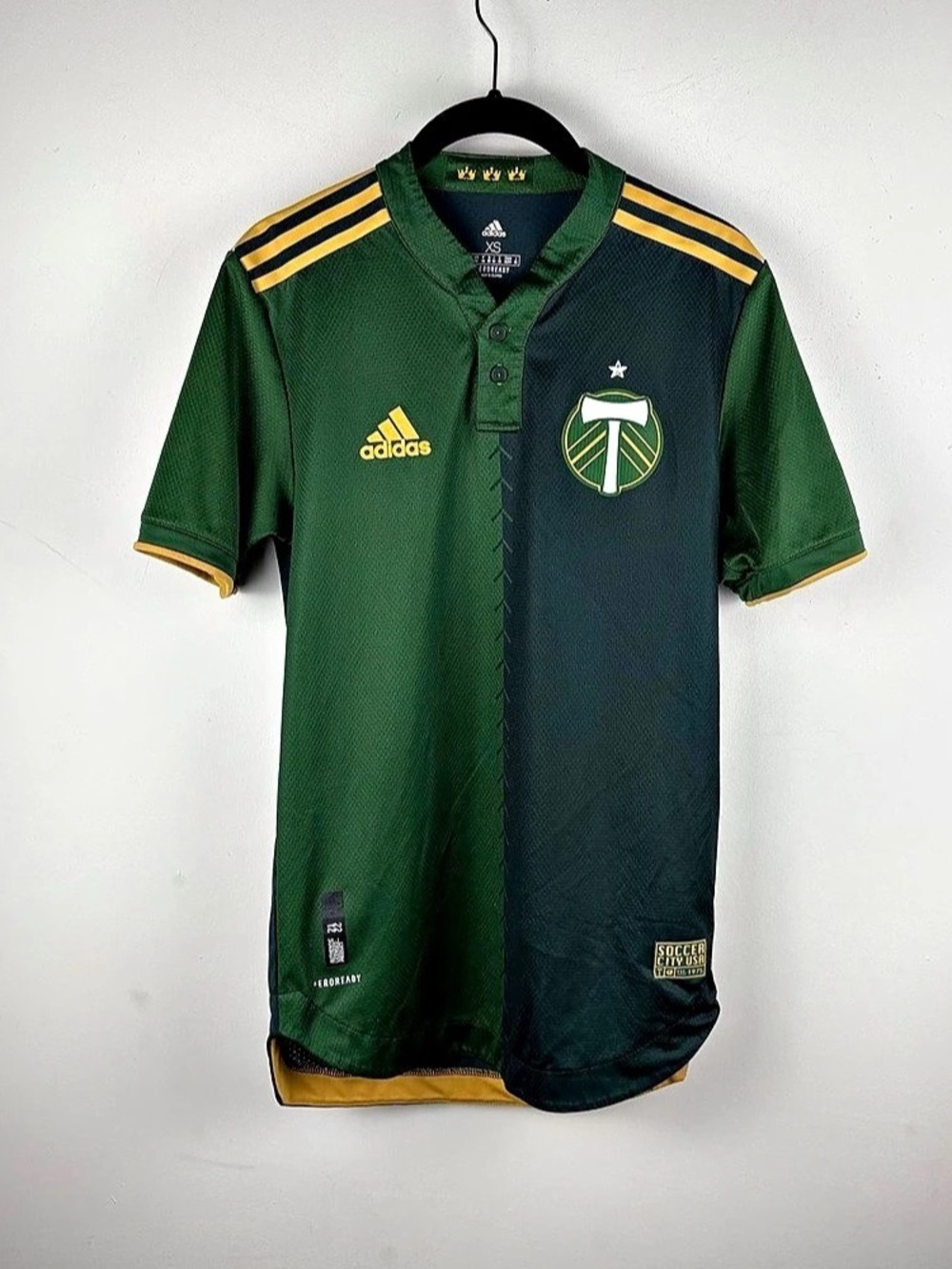 2021-22 Adidas Men's Portland Timbers MLS Home Soccer Jersey XS Green Black Gold